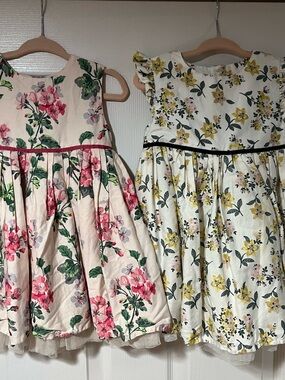 Girls Cotton/Tulle Floral Party Dress Bundle Pink & Yellow